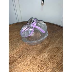 Vintage Lilac Glass‎ Bunny Basket Weave Trinket Dish by LE SMITH